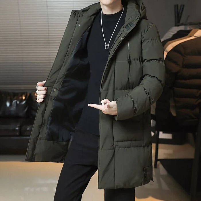 Sobretudo Masculino Puffer em Lã Montelezzi ML215, com enchimento puffer, lã premium e design contemporâneo, perfeito para o frio e ocasiões urbanas.