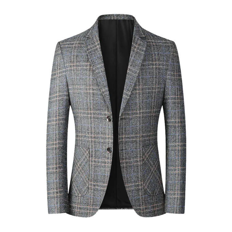 Blazer Masculino em Lã Quadriculado Montelezzi ML031, modelagem slim fit, estampa xadrez refinada e bolsos funcionais, ideal para looks formais e casuais.