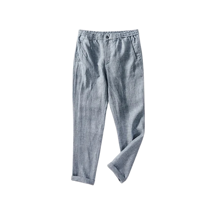 Calça de Linho Masculina Montelezzi ML010, confeccionada em linho nobre, modelagem refinada e acabamento premium para um visual sofisticado e versátil.