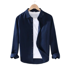 Camisa de Linho Masculina Montelezzi ML005, confeccionada em linho premium, com modelagem clássica e respirabilidade superior para conforto e elegância.