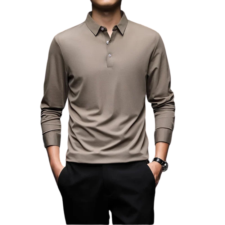 Camisa Polo Manga Comprida Masculina Montelezzi ML051 com tecido premium, modelagem ajustada e design sofisticado para diversas ocasiões.