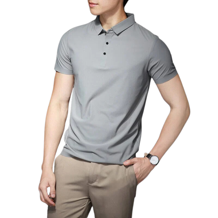 Camisa Polo Masculina Montelezzi ML023, confeccionada em seda gelo com tecnologia antitranspirante, modelagem sofisticada e toque macio para máximo conforto.