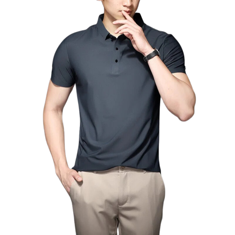 Camisa Polo Masculina Montelezzi ML023, confeccionada em seda gelo com tecnologia antitranspirante, modelagem sofisticada e toque macio para máximo conforto.