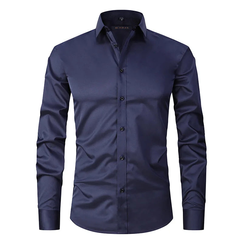 Camisa Social de Algodão Masculina Montelezzi ML142, modelagem slim fit, tecido respirável e detalhes refinados para um visual sofisticado.