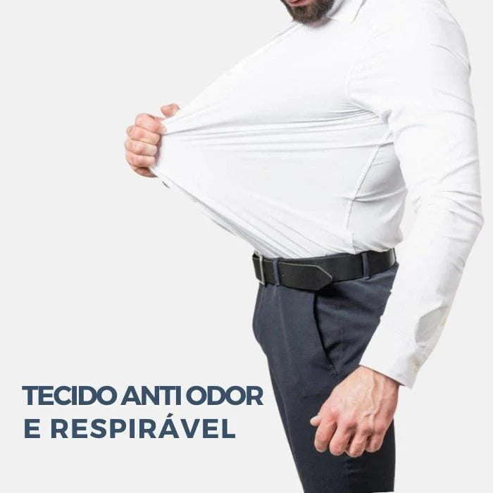 Camisa Social de Algodão Masculina Montelezzi ML142, modelagem slim fit, tecido respirável e detalhes refinados para um visual sofisticado.