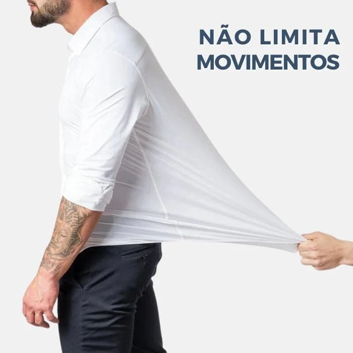 Camisa Social de Algodão Masculina Montelezzi ML142, modelagem slim fit, tecido respirável e detalhes refinados para um visual sofisticado.