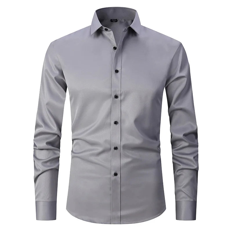 Camisa Social de Algodão Masculina Montelezzi ML142, modelagem slim fit, tecido respirável e detalhes refinados para um visual sofisticado.