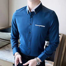 Camisa Social Masculina Montelezzi ML152, modelagem slim fit, tecido respirável e acabamento refinado para um visual sofisticado e confortável.