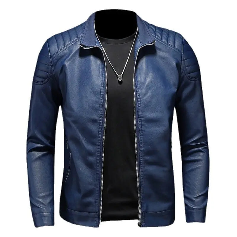 Jaqueta de Couro Motociclista Masculina Montelezzi ML167, confeccionada em couro de alta qualidade, com proteções internas, forro acolchoado e design robusto para segurança e conforto.