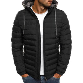 Jaqueta Masculina Puffer Montelezzi ML108, com forro acolchoado, capuz removível e fechamento em zíper para conforto térmico e versatilidade.