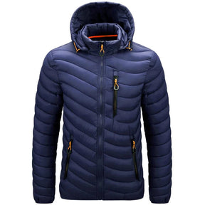 Jaqueta Puffer Masculina Montelezzi ML090, confeccionada em poliamida com plumas, gola alta e fechamento em zíper para máxima proteção térmica.