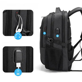 Mochila Executiva Montelezzi ML084 com espaço para notebook 17", material impermeável, alças acolchoadas e porta USB integrada.